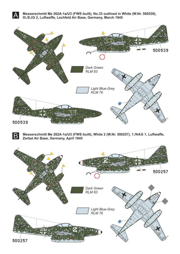 [MKA14423] Me 262A konv. a zbraňový set (Me 262A-1/U3, vč. obtisků & Me 262A-1a/Jabo/A-2a) - Image 2