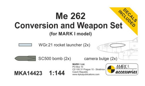 [MKA14423] Me 262A konv. a zbraňový set (Me 262A-1/U3, vč. obtisků & Me 262A-1a/Jabo/A-2a)
