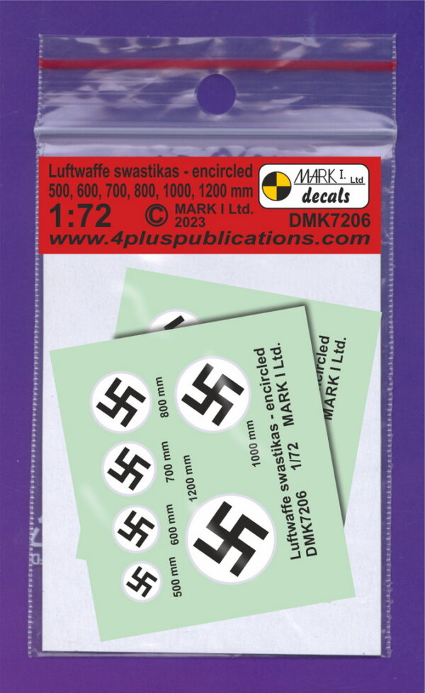 [DMK7206] Luftwaffe Swastikas, encircled - White background