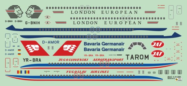 [MKM144113] BAC/Rombac 1-11-500 ,Super One-Eleven‘ London European, Bavaria Germanair, JAT - Image 3