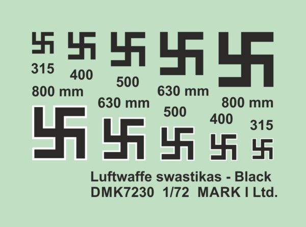 [DMK7230] Luftwaffe výsostné znaky (svastiky) - černé - Image 2