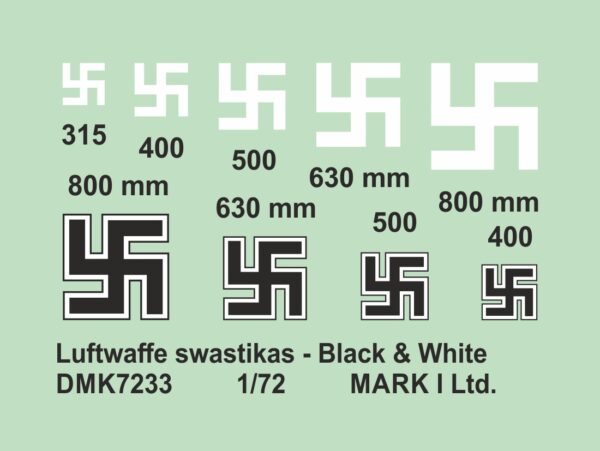 [DMK7233] Luftwaffe výsostné znaky (svastiky) - černé a bílé - Image 2